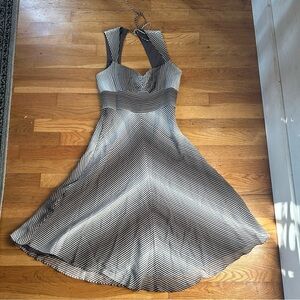 Banana Republic Brown and White Striped SILK Dress